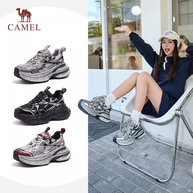骆驼女鞋【银月】情侣厚底运动鞋增高老爹鞋