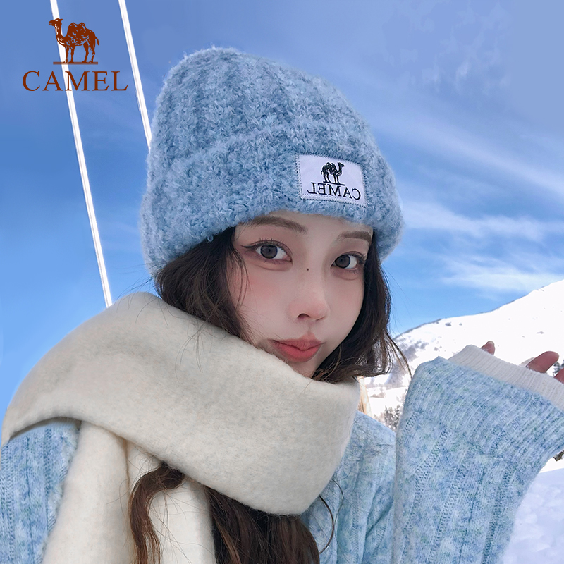 骆驼奶芙帽羊毛纱针织帽