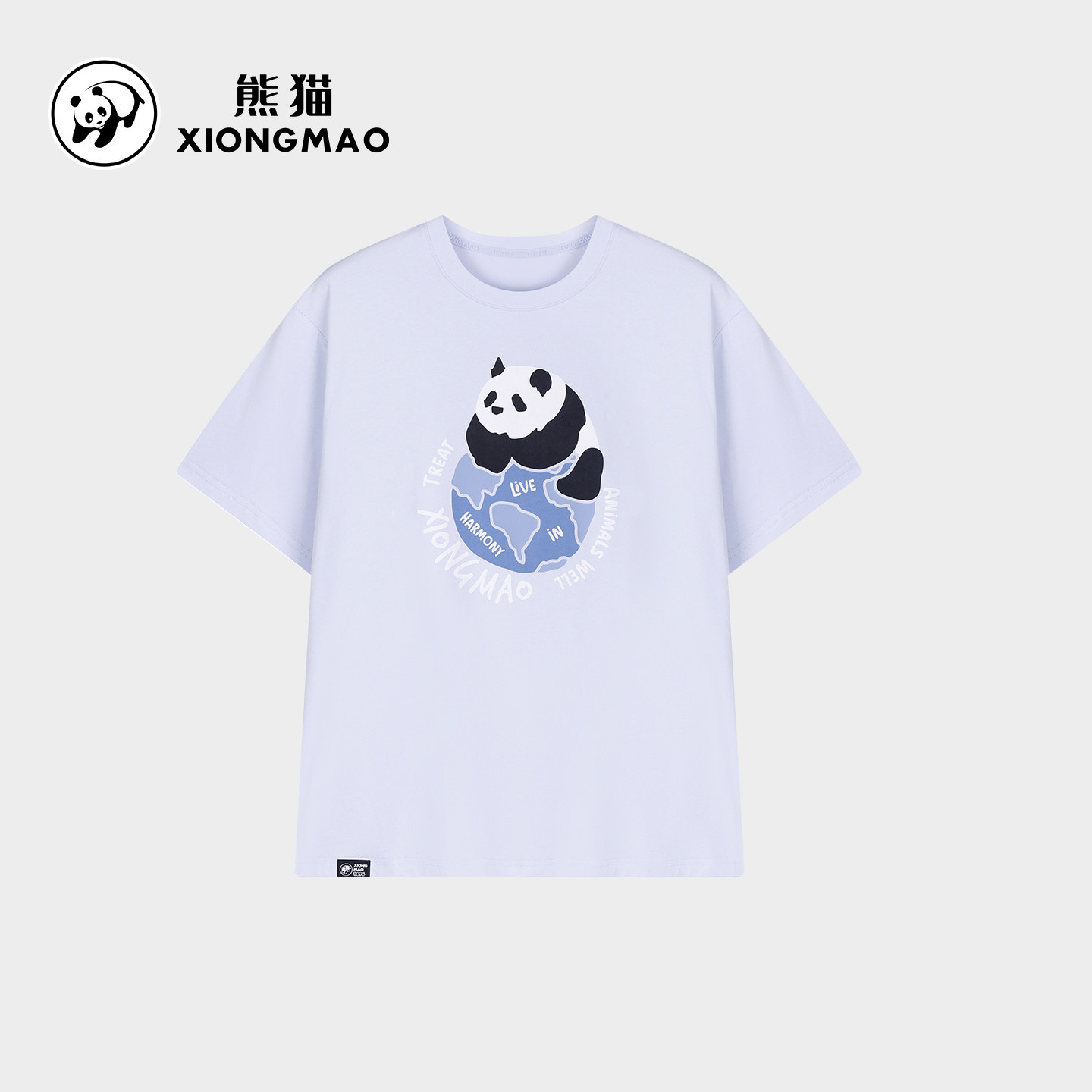 熊猫户外圆领短袖T恤2026春夏新款男女同款速干宽松透气纯棉上衣