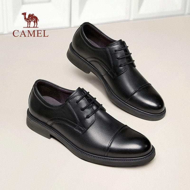 骆驼男鞋2026春季新款增高牛津鞋三接头皮鞋男结婚正装商务德比鞋