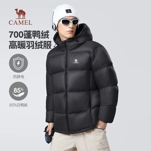 小红书短款羽绒服骆驼连帽