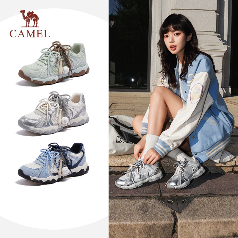 沈月/李柯以同款骆驼轻云德训鞋2026春夏新款网面透气运动鞋板鞋