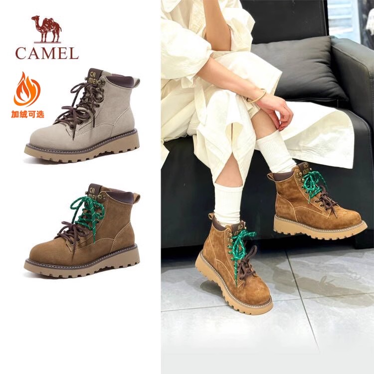 骆驼耐磨时装靴马丁靴女