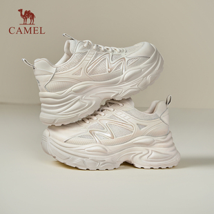 骆驼女鞋2026春季新款厚底老爹鞋女款增高鞋复古百搭休闲运动鞋