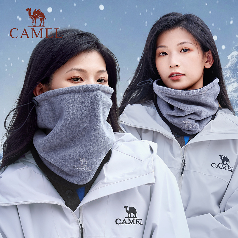 骆驼骑行保暖围脖套男面巾户外骑车秋冬季加绒护颈面罩防风围巾女