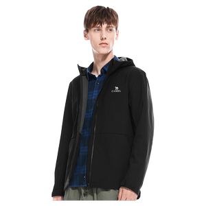 骆驼户外软壳衣男女加绒2024春秋防水防风夹克冬季连帽徒步登山服