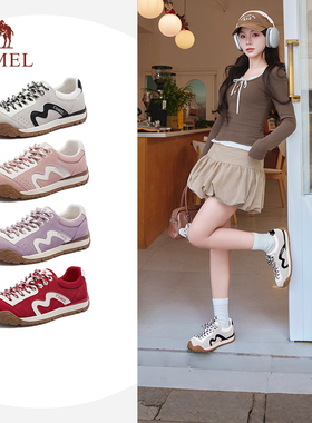 骆驼青芒德训鞋女鞋2026春季厚底板鞋女红色鞋子户外运动鞋阿甘鞋