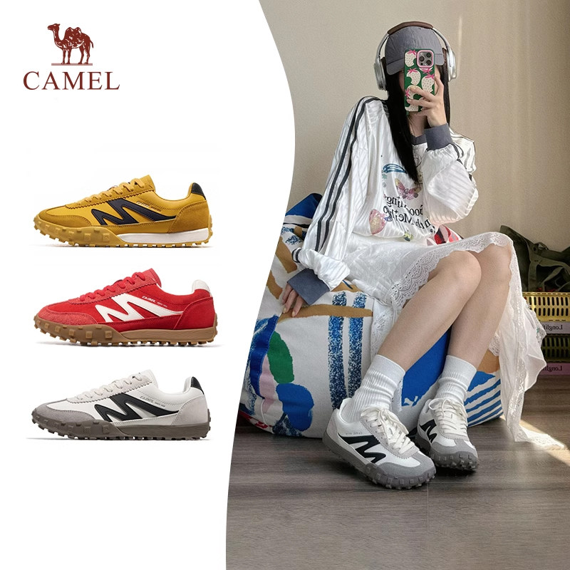 骆驼山海德训鞋女2026春夏T头情侣户外运动鞋赛车鞋红色休闲板鞋