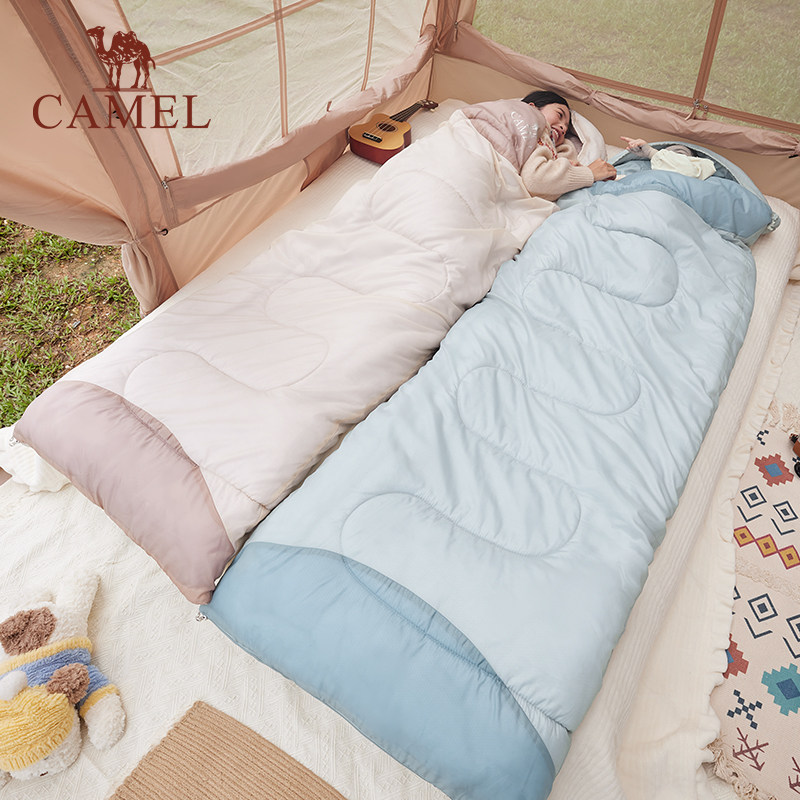 骆驼户外睡袋冬季加厚防寒保暖大人旅行隔脏露营成人可拆卸信封式