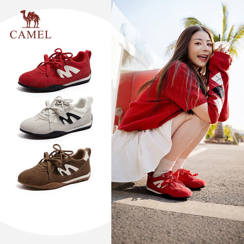骆驼女鞋2026早春新款红色德训鞋女运动休闲鞋百搭复古板鞋子女,女鞋,德训鞋,淘宝优惠券,粉丝福利购,淘宝优惠卷
