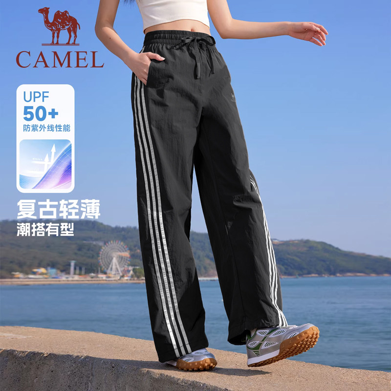 骆驼户外运动长裤女士2026夏季新款宽松直筒美式复古休闲工装裤子
