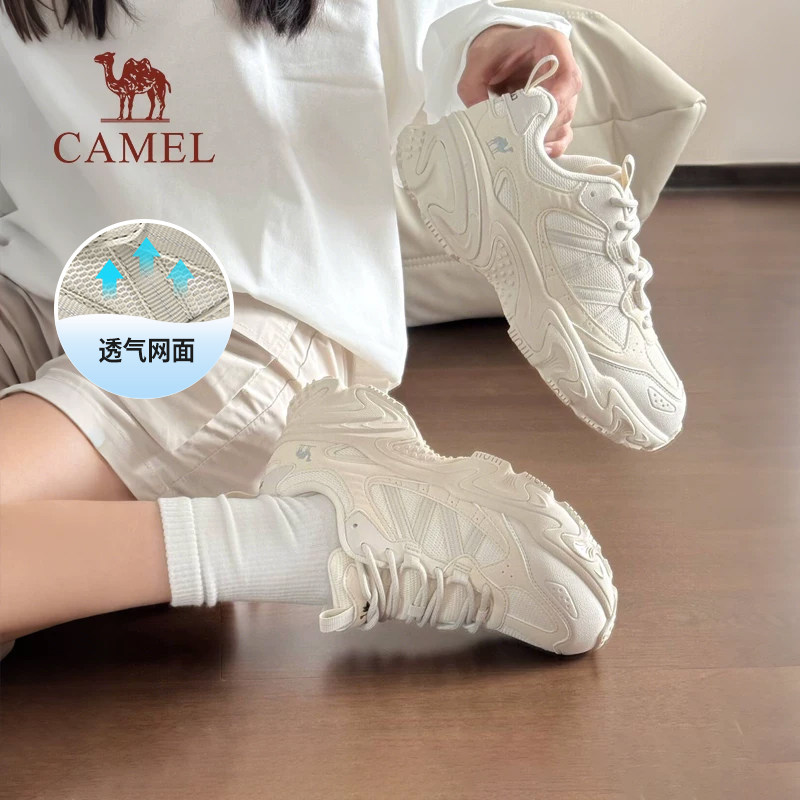 骆驼运动鞋女2026夏季复古增高厚底老爹鞋休闲徒步登山鞋520礼