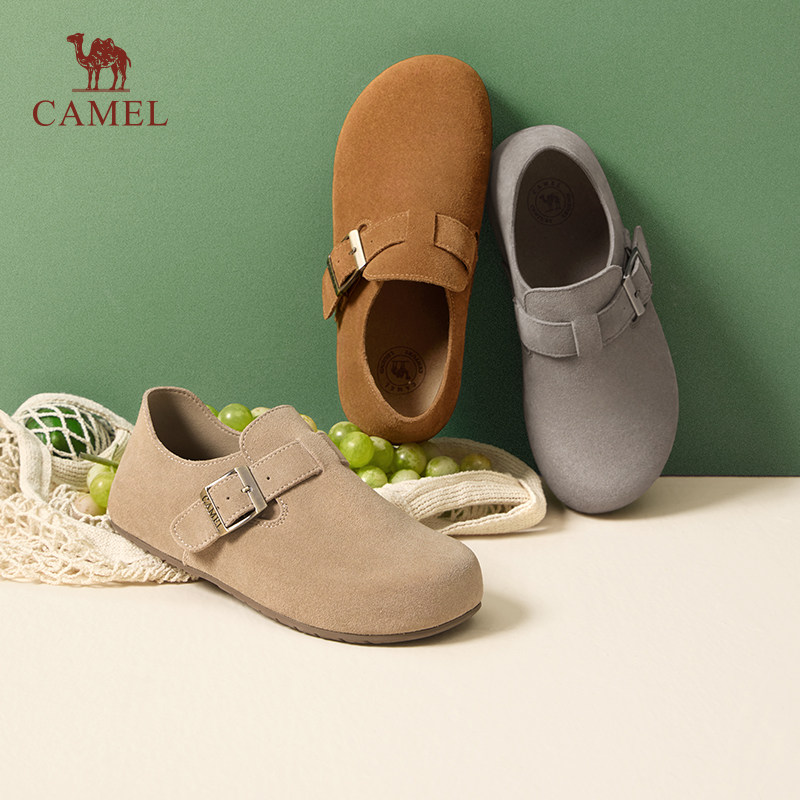 骆驼女鞋2025秋冬新款懒人一脚蹬外穿拖鞋包头复古厚底加绒勃肯鞋