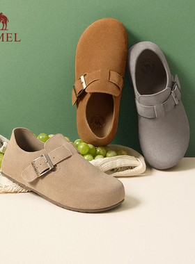 骆驼勃肯鞋女鞋2026春夏新款厚底单鞋外穿包头半拖拖鞋懒人一脚蹬