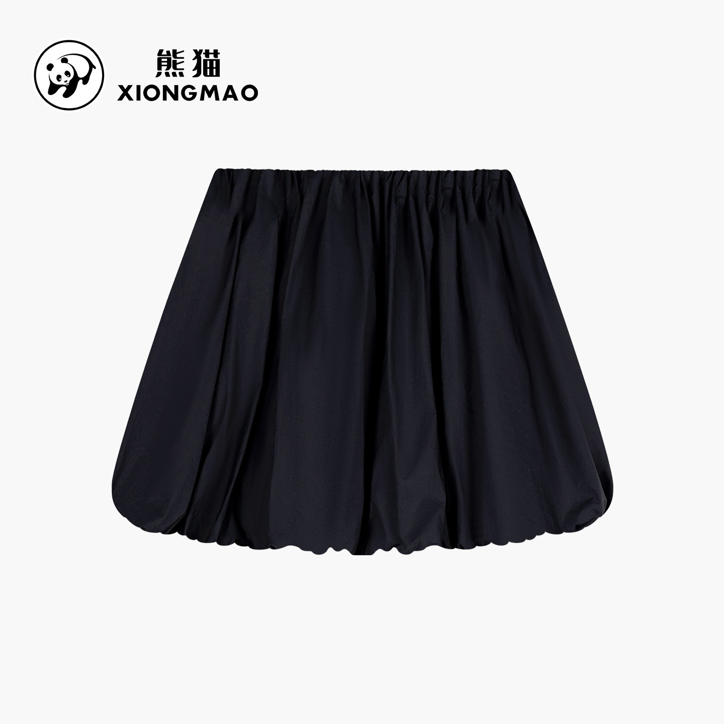 熊猫女装凉感透气花苞裙女2026春夏百搭松紧腰显瘦蓬蓬短裙女