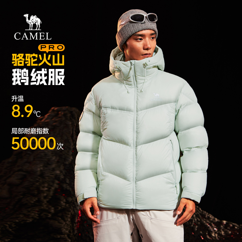 骆驼火山PRO鹅绒服男冬季2025新款情侣面包羽绒服短款男装外套女