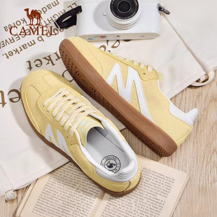 骆驼德训鞋T头鞋女鞋2026春季红色鞋子薄底小白鞋复古休闲鞋板鞋