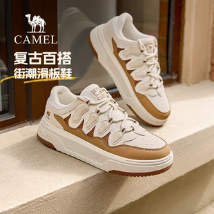 男士 百搭滑板鞋 2026春季 透气复古潮流经典 舒适厚底休闲鞋 骆驼板鞋