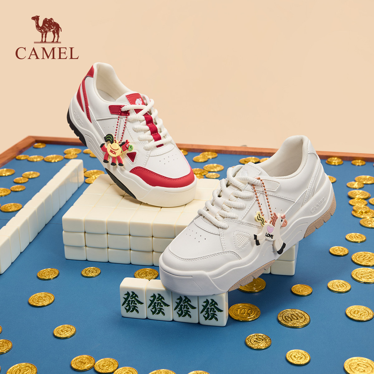 骆驼女鞋2026早春新款马年本命年新年红色鞋子小白鞋厚底休闲板鞋,运动鞋new,板鞋,淘宝优惠券,粉丝福利购,淘宝优惠卷
