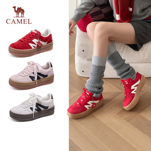 休闲运动鞋 骆驼山海2代德训鞋 小白鞋 复古厚底板鞋 女2026春夏新款