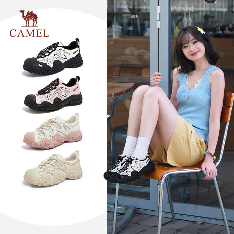 骆驼女鞋2026春季丑萌鞋女厚底时尚休闲鞋户外徒步登山运动鞋