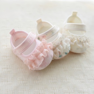 新生婴儿鞋 12月秋防滑软底步前鞋 女宝宝公主鞋 不掉 小月龄3 春季