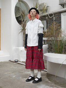 衬衫 FountainMountain 落肩精致长袖 白黑拼接抽皱泡泡袖 vol.20