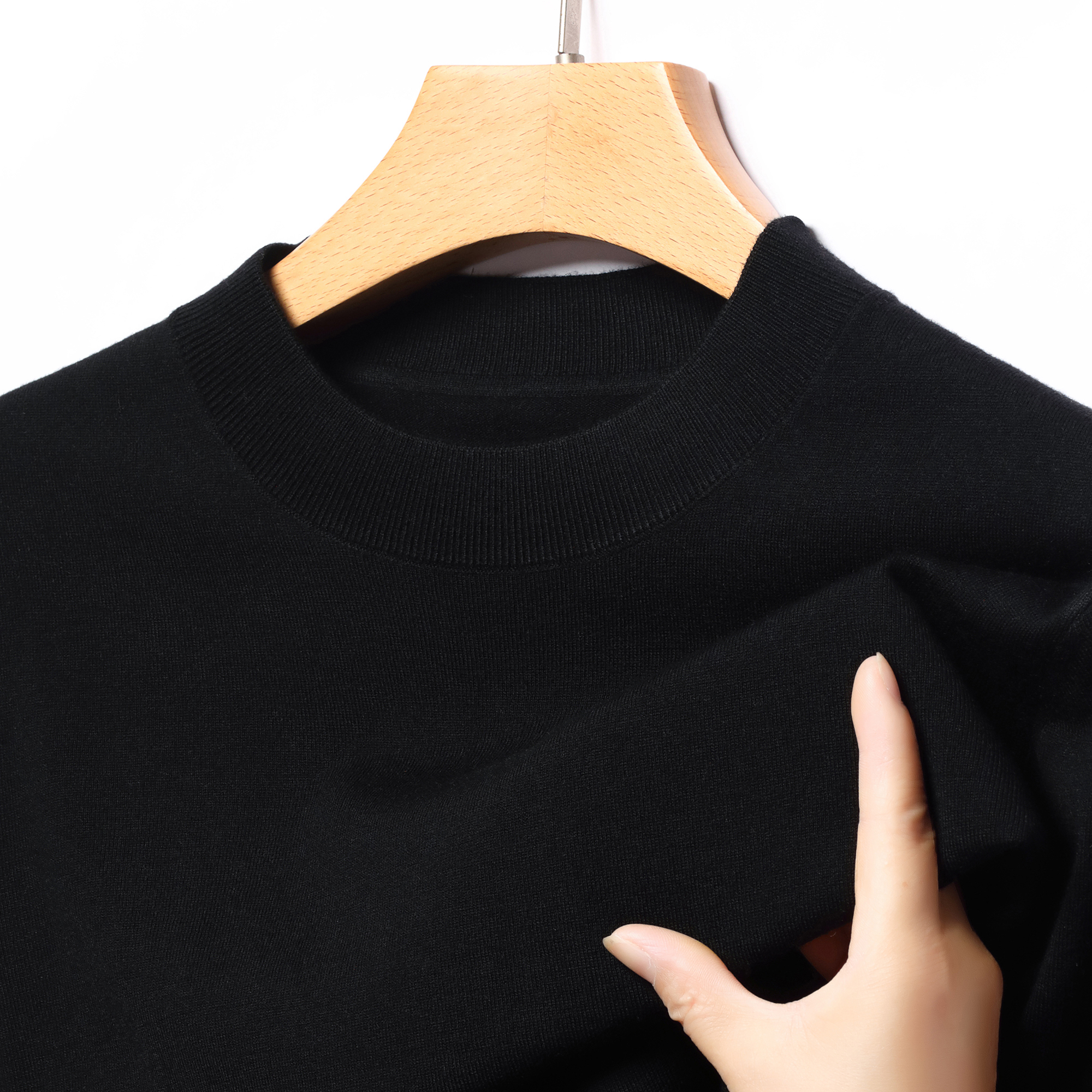 2025高端新款男士100纯羊绒羊毛衫半高领针织衫山羊绒薄款毛衣男