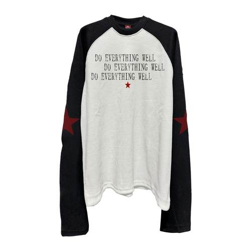 DETW*红星标语--螺纹拼接插肩袖