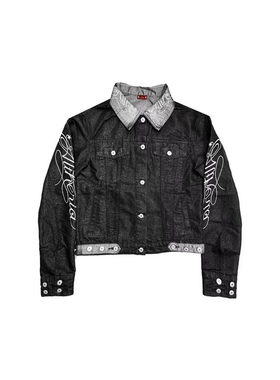 DETW 25AW*刷银刺绣牛仔原牛外套正肩修身高级设计感男女夹克外套