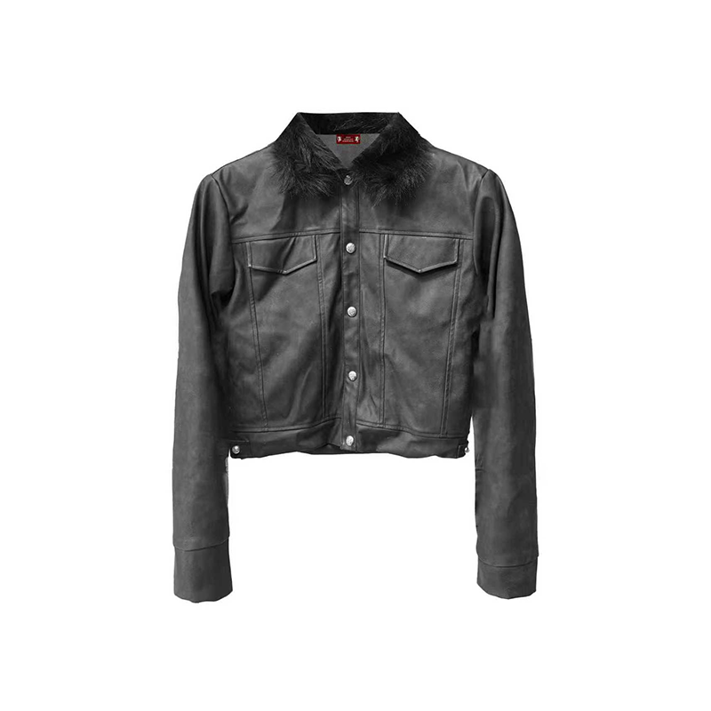 DETW25AW**暗黑毛领皮质羽绒服