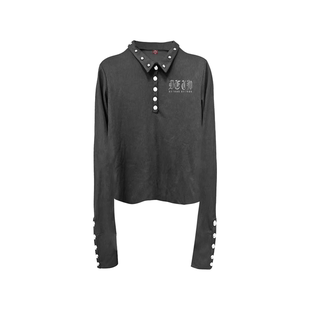 打底衫 DETW 长袖 原创小众铆钉字母印花基础亨利POLO衫 男女 25AW