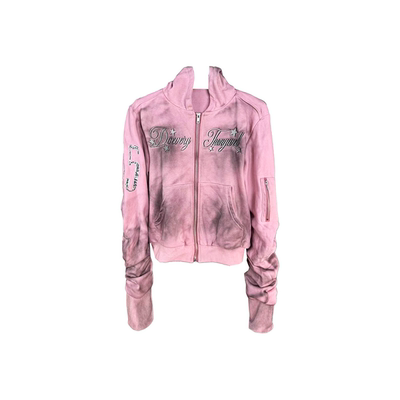 DETW水洗高级粉Bombe拉链外套