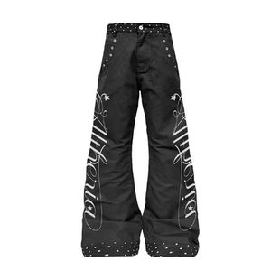 男女 13盎司双面料拼接金属复古街头显瘦弯刀牛仔裤 DETW 复古波点