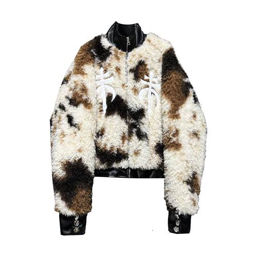 DETW*刺绣毛绒棉服外套