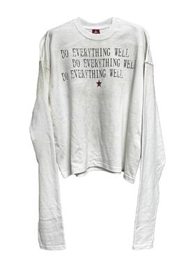 DETW-24AW原创红心手术刀喷脏水洗白短宽boxy版型圆领长袖打底衫T