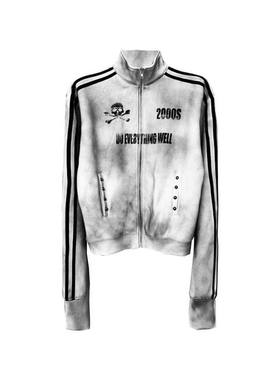 DETW 25AW*原创小众水洗喷脏做旧骷髅05休闲街头立领外套夹克男女