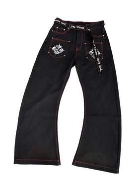 DETW 25AW*原创小众弯刀飘带缝线剪裁显瘦百搭高级感牛仔裤男女