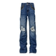 口袋撞色牛仔裤 蛇纹鬼爪水洗做旧蓝牛破坏割烂堆叠修身 25AW DETW