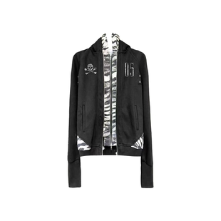 卫衣外套男女 骷髅头金属扣假两件双层虎纹内里正肩修身 DETW 25AW