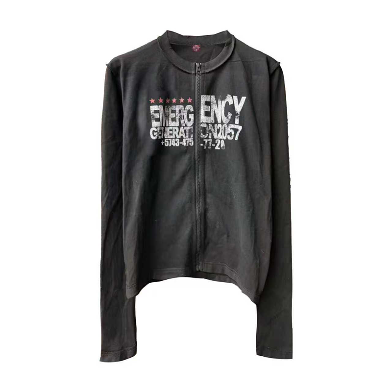 DETW26SS* “红星”08标语【拉链反缝】棉麻面料230g特黑正肩长袖