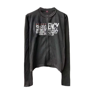 棉麻面料230g特黑正肩长袖 DETW26SS 拉链反缝 08标语 红星