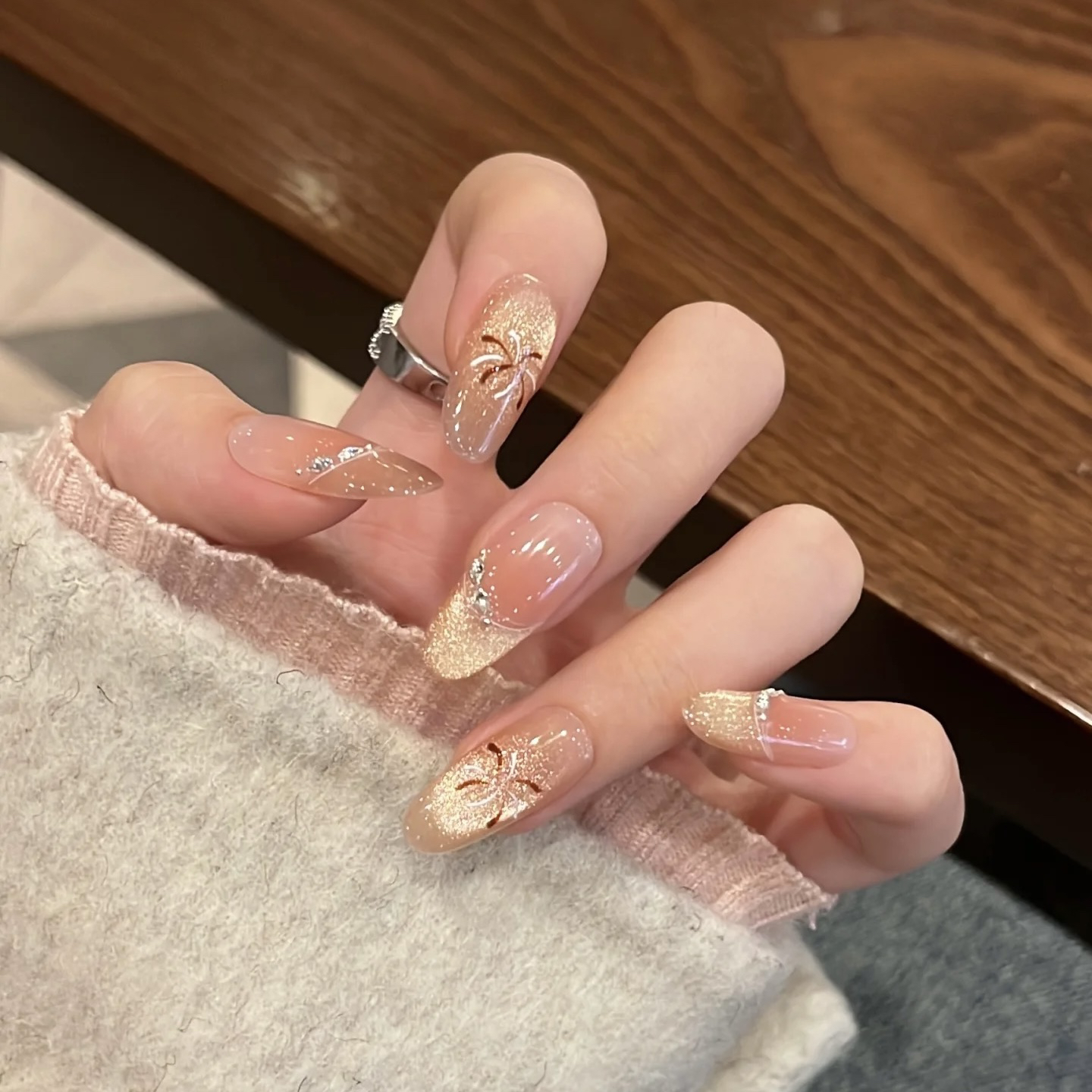 【绽放烟花】爆款纯手工美甲高级感秋冬轻奢气质猫眼可拆卸穿戴甲