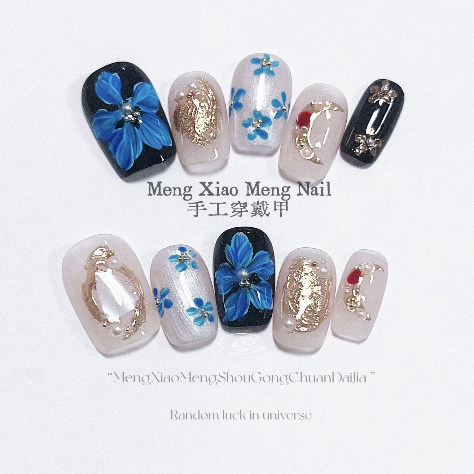 巴洛克纯手工穿戴甲ins风手绘美甲贴片高级感显白短款指甲