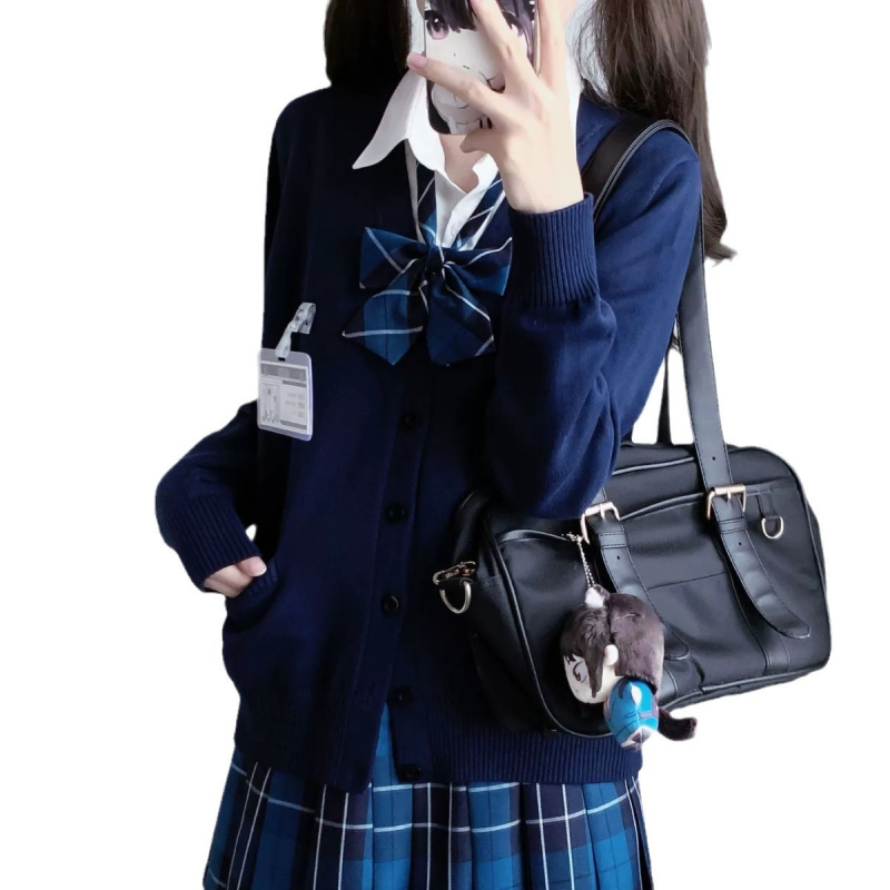 日系学院风衬衫格裙套装