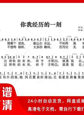 王菲 - 你我经历的一刻 简谱 单声部简谱 带歌词