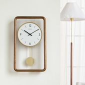 复古摆钟创意装 多帝家中式 实木挂钟客厅钟表大气简约摆日式 饰挂表