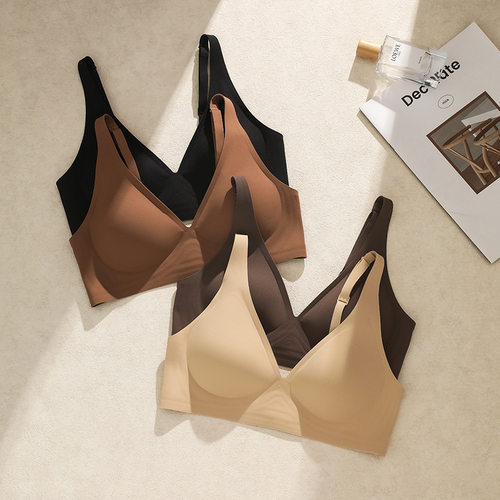 半固定杯果冻条软支撑无钢圈文胸小胸聚拢无痕内衣女Wireless bra