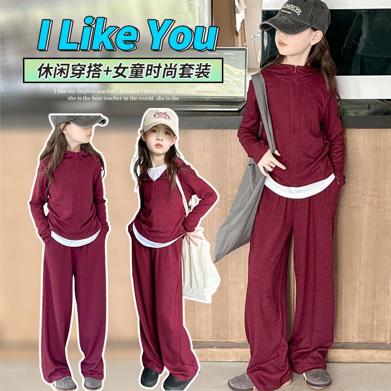 大童女装套装春秋连帽卫
