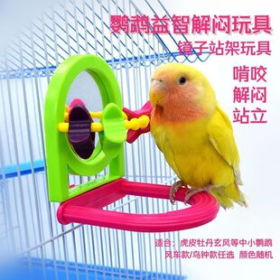 笼养鸟自娱自乐玩具 鸟笼啃咬玩具磨牙鹦鹉镜子玩具解闷